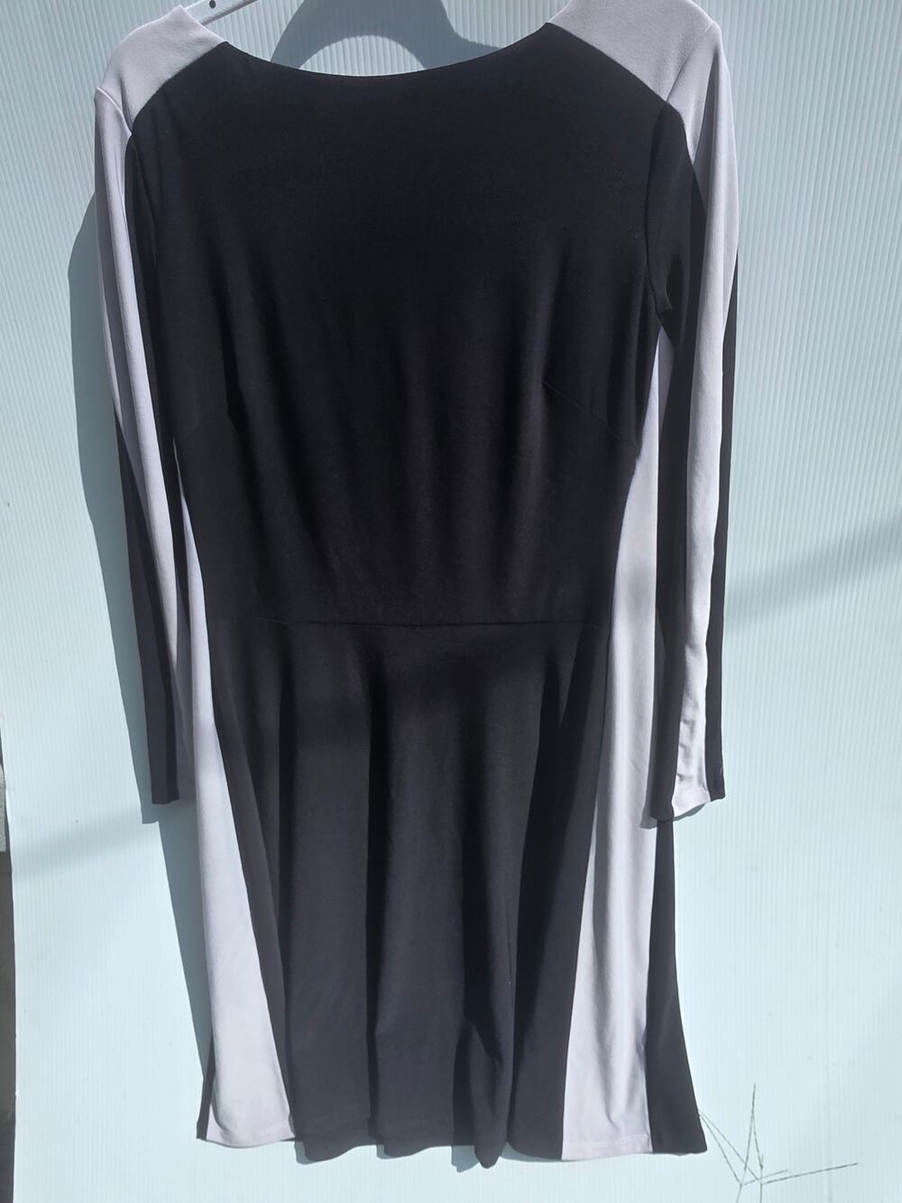 Lauren Ralph Lauren Black White Colorblock Fit & Flare Long Sleeve Dress Size 14